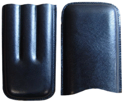 Leather Cigar Case Sienna Black 3 Sticks